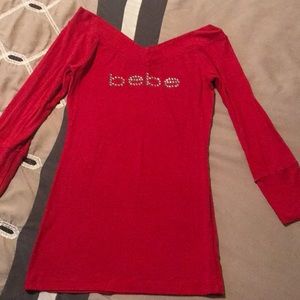 Bebe, red shirt